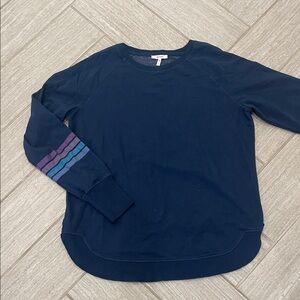 Maurice’s Navy Crewneck Sweatshirt with Purple & Blue Stripe Accent